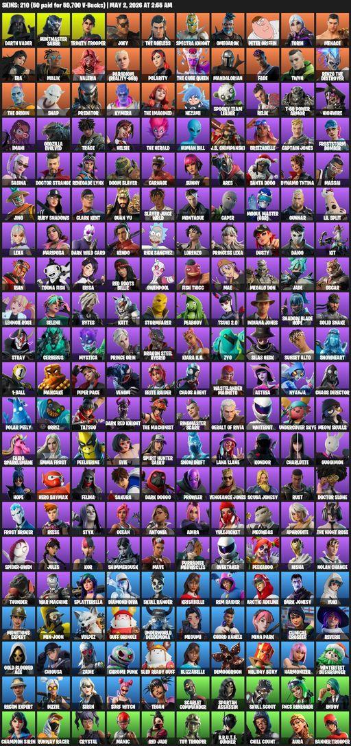 [PC/PSN/XBOX] | 210 skins | Darth Vader | Huntmaster Saber | Trinity Trooper | Joey | The Ageless | Spectra Knight | Omegarok | Peter Griffin | Torin | Full Access