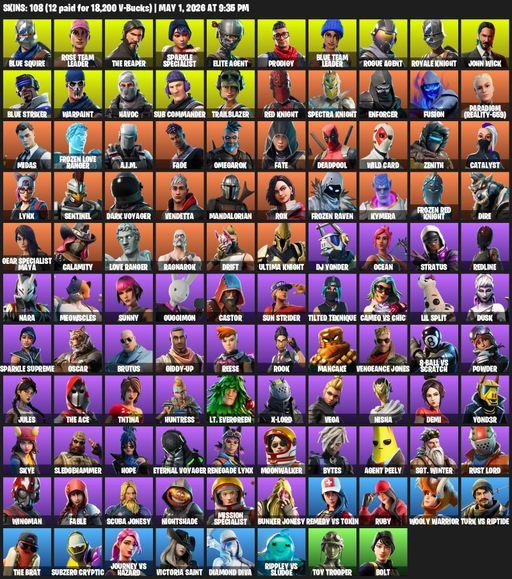 [PC/XBOX] | 108 skins | Take The L | Floss | OG STW | Sparkle Specialist | Royale Knight | The Reaper | Elite Agent | Blue Squire | Rose Team Leader | Full Access