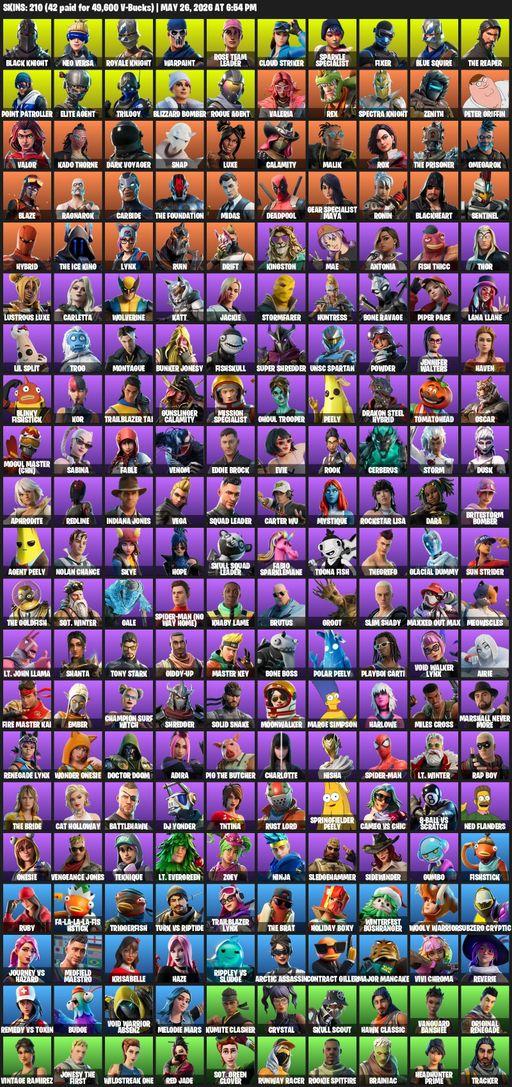 [PC/PSN/XBOX] | 210 skins | 500 V-bucks | Take The L | Floss | OG STW | Black Knight | Sparkle Specialist | Royale Knight | The Reaper | Elite Agent | Full Access