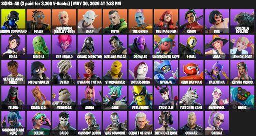 [PC/XBOX] | 49 skins | Carbon Commando | Malik | Paradigm (Reality-659) | Snap | Twyn | The Origin | The Imagined | Kendo | Evie | Godzilla Evolved | Full Access