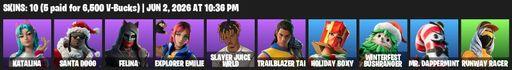 [PC/XBOX] | 10 skins | Katalina | Santa Dogg | Felina | Explorer Emilie | Slayer Juice WRLD | Trailblazer Tai | Holiday Boxy | Winterfest Bushranger | Full Access