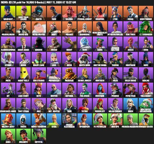 [PC] | 83 skins | Leviathan Axe | OG STW | Lara Croft | Reaper Axe | Warpaint | Rose Team Leader | Zenith | Fade | Valeria | Eternal Knight | Deadpool | Full Access