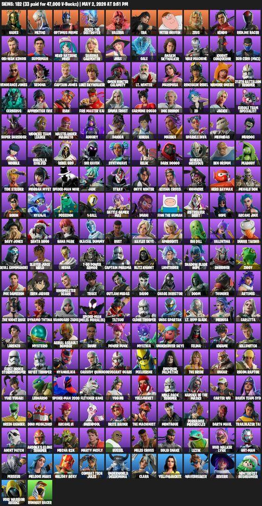 [PC/PSN/XBOX] | 182 skins | Hades | Mizuki | Optimus Prime | Renzo the Destroyer | Valeria | Era | Peter Griffin | Zeus | Kendo | Redline Racer | Full Access