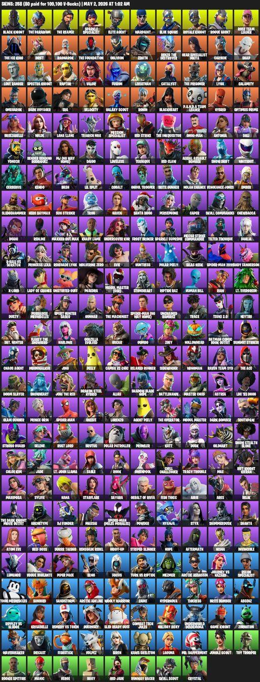 [PC/PSN/XBOX] | 258 skins | 2200 V-bucks | Take The L | Floss | OG STW | Black Knight | Sparkle Specialist | Royale Knight | The Reaper | Elite Agent | Full Access
