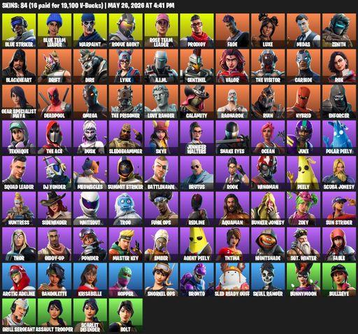 [PC/XBOX] | 84 skins | 2350 V-bucks | OG STW | Omega | Blue Striker | Blue Team Leader | Warpaint | Rogue Agent | Rose Team Leader | Prodigy | Fade | Full Access