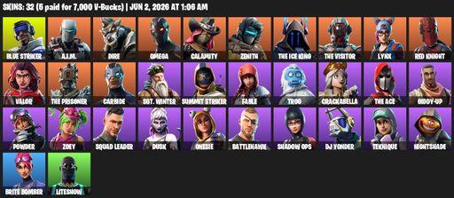 [PC/PSN/XBOX] | 32 skins | Omega | Blue Striker | A.I.M. | Dire | Calamity | Zenith | The Ice King | The Visitor | Lynx | Red Knight | Valor | Full Access