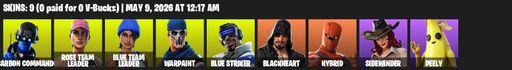 [PC/PSN/XBOX] | 9 skins | OG STW | Carbon Commando | Rose Team Leader | Blue Team Leader | Warpaint | Blue Striker | Blackheart | Hybrid | Sidewinder | Full Access