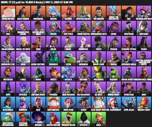 [PC/PSN/XBOX] | 77 skins | Peter Griffin | Kado Thorne | Omegarok | Nezumi | Valeria | Spectra Knight | The Ageless | Renzo the Destroyer | Era | Full Access