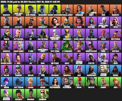 [PC/PSN/XBOX] | 74 skins | OG STW | Warpaint | Rose Team Leader | Blue Striker | Breakpoint | Carbon Commando | Eternal Knight | Firebrand | Drift | Full Access