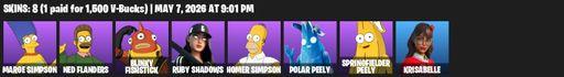 [PC/PSN/XBOX] | 8 skins | Marge Simpson | Ned Flanders | Blinky Fishstick | Ruby Shadows | Homer Simpson | Polar Peely | Springfielder Peely | Full Access
