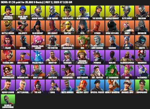 [PC/XBOX] | 61 skins | Floss | Take The L | Sparkle Specialist | Royale Knight | The Reaper | Elite Agent | Blue Squire | Omega | Blue Team Leader | Full Access