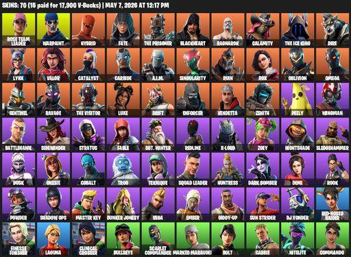 [PC/PSN/XBOX] | 70 skins | OG STW | Omega | Reaper Axe | Rose Team Leader | Warpaint | Hybrid | Fate | The Prisoner | Blackheart | Ragnarok | Calamity | Full Access