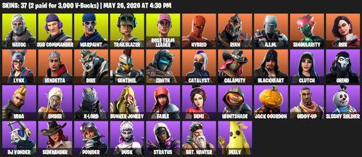 [PC/PSN/XBOX] | 37 skins | 1550 V-bucks | OG STW | Havoc | Sub Commander | Warpaint | Trailblazer | Rose Team Leader | Hybrid | Ruin | A.I.M. | Full Access