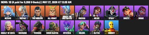 [PC/PSN/XBOX] | 18 skins | Nezumi | Mizuki | The Ageless | All Might | Renzo the Destroyer | Massai | Helsie | Stray | Dusty | Imani | Geralt of Rivia | Full Access