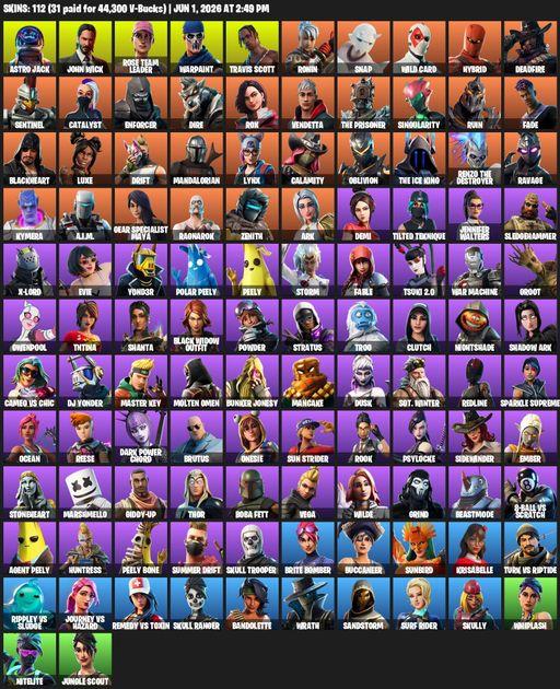 [PC/XBOX] | 112 skins | 600 V-bucks | OG STW | Travis Scott | Astro Jack | John Wick | Rose Team Leader | Warpaint | Ronin | Snap | Wild Card | Hybrid | Full Access