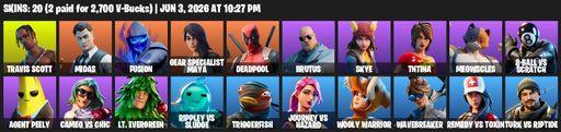 [PC/XBOX] | 20 skins | Travis Scott | Midas | Fusion | Gear Specialist Maya | Deadpool | Brutus | Skye | TNTina | Meowscles | 8-Ball vs Scratch | Full Access