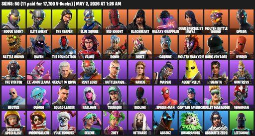 [PC/PSN/XBOX] | 50 skins | Take The L | The Reaper | Elite Agent | Blue Squire | Omega | Rogue Agent | Red Knight | Blackheart | Galaxy Grappler | Full Access