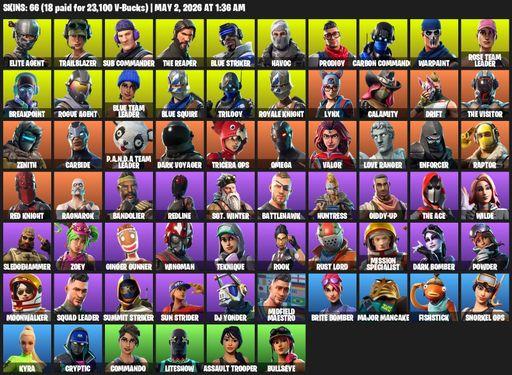 [PC/PSN/XBOX] | 66 skins | Take The L | OG STW | Royale Knight | The Reaper | Elite Agent | Blue Squire | Omega | Trailblazer | Sub Commander | Full Access