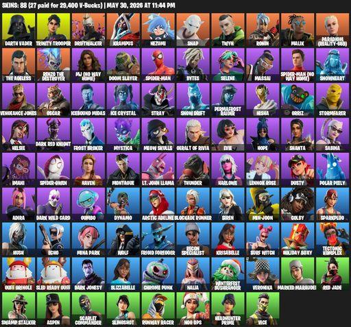 [PC/PSN/XBOX] | 88 skins | Reaper Axe | Darth Vader | Trinity Trooper | Driftwalker | Krampus | Nezumi | Snap | Twyn | Ronin | Malik | Full Access