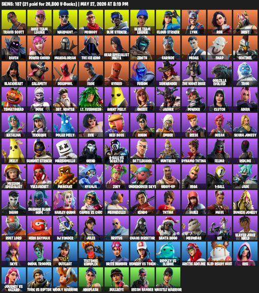 [PC/XBOX] | 107 skins | OG STW | Travis Scott | Rose Team Leader | Warpaint | Prodigy | Blue Striker | Blue Team Leader | Cloud Striker | Lynx | Rox | Full Access