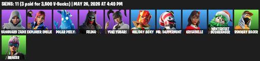 [PC/PSN/XBOX] | 11 skins | 1000 V-bucks | Vanguard Zadie | Explorer Emilie | Polar Peely | Felina | Yuki Yubari | Holiday Boxy | Mr. Dappermint | Full Access