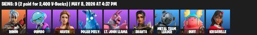 [PC/XBOX] | 9 skins | Ronin | Gumbo | Haven | Polar Peely | Lt. John Llama | Shanta | Metal Team Leader | Guff | Krisabelle | Ol' Woody | Full Access