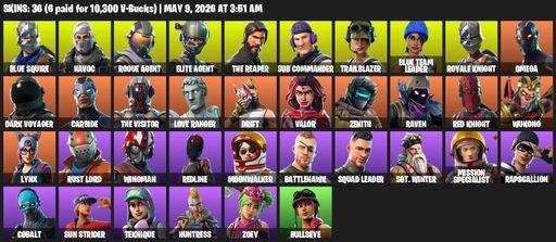 [PC/PSN/XBOX] | 36 skins | Take The L | Royale Knight | The Reaper | Elite Agent | Blue Squire | Omega | Havoc | Rogue Agent | Sub Commander | Full Access