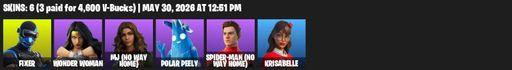 [PC/XBOX] | 6 skins | Fixer | Wonder Woman | MJ (No Way Home) | Polar Peely | Spider-Man (No Way Home) | Krisabelle | Blade of the Waning Moon | Full Access