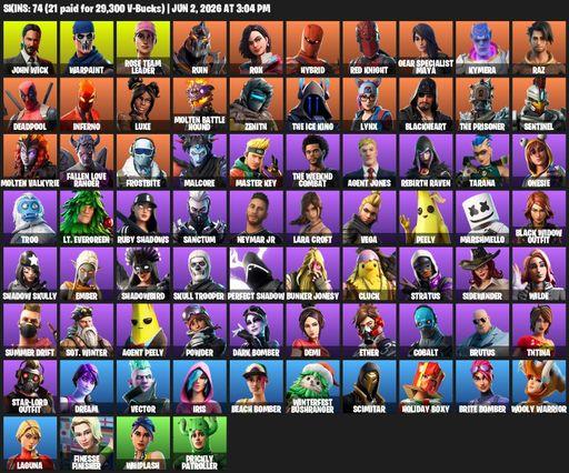 [PC/XBOX] | 74 skins | OG STW | Lara Croft | John Wick | Warpaint | Rose Team Leader | Ruin | Rox | Hybrid | Red Knight | Gear Specialist Maya | Full Access