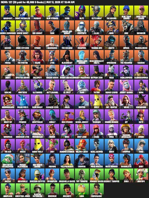 [PC/XBOX] | 127 skins | Take The L | OG STW | The Reaper | Elite Agent | Omega | Reaper Axe | Warpaint | Point Patroller | Prodigy | Blue Striker | Full Access