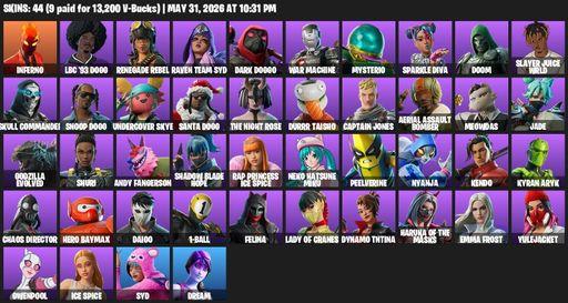 [PC/XBOX] | 44 skins | Inferno | LBC '93 Dogg | Renegade Rebel | Raven Team Syd | Dark Doggo | War Machine | Mysterio | Sparkle Diva | Doom | Full Access