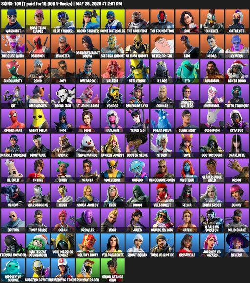 [PC/XBOX] | 105 skins | OG STW | Reaper Axe | Warpaint | Rose Team Leader | Blue Striker | Cloud Striker | Point Patroller | The Scientist | Full Access