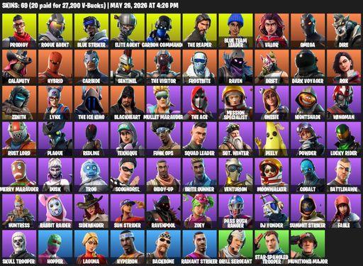 [PC/XBOX] | 69 skins | Take The L | The Reaper | Elite Agent | Omega | Prodigy | Rogue Agent | Blue Striker | Carbon Commando | Blue Team Leader | Full Access