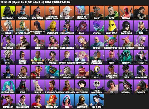 [PC/XBOX] | 67 skins | Mako | Darth Vader | Omegarok | Kado Thorne | Paradigm (Reality-659) | Snap | Renzo the Destroyer | Malik | Twyn | Deadpool | Full Access
