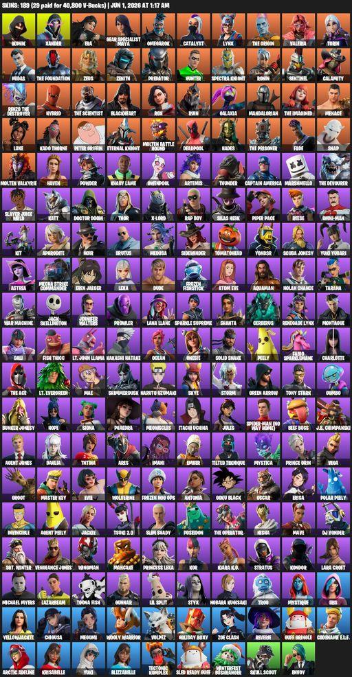 [PC] | 189 skins | IKONIK | Lara Croft | Xander | Era | Gear Specialist Maya | Omegarok | Catalyst | Lynx | The Origin | Valeria | Torin | Midas | Full Access