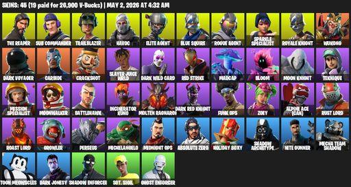 [PC/PSN/XBOX] | 45 skins | Take The L | Floss | Sparkle Specialist | Royale Knight | The Reaper | Elite Agent | Blue Squire | Sub Commander | Full Access