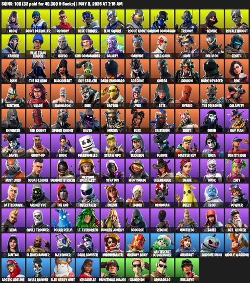 [PC/XBOX] | 108 skins | Take The L | IKONIK | Galaxy | Royale Knight | Blue Squire | Omega | Glow | Point Patroller | Prodigy | Blue Striker | Full Access