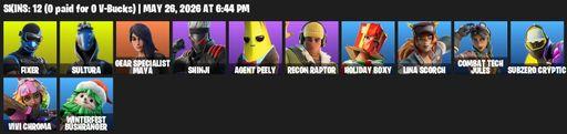 [PC/XBOX] | 12 skins | Fixer | Sultura | Gear Specialist Maya | Shinji | Agent Peely | Recon Raptor | Holiday Boxy | Lina Scorch | Combat Tech Jules | Full Access