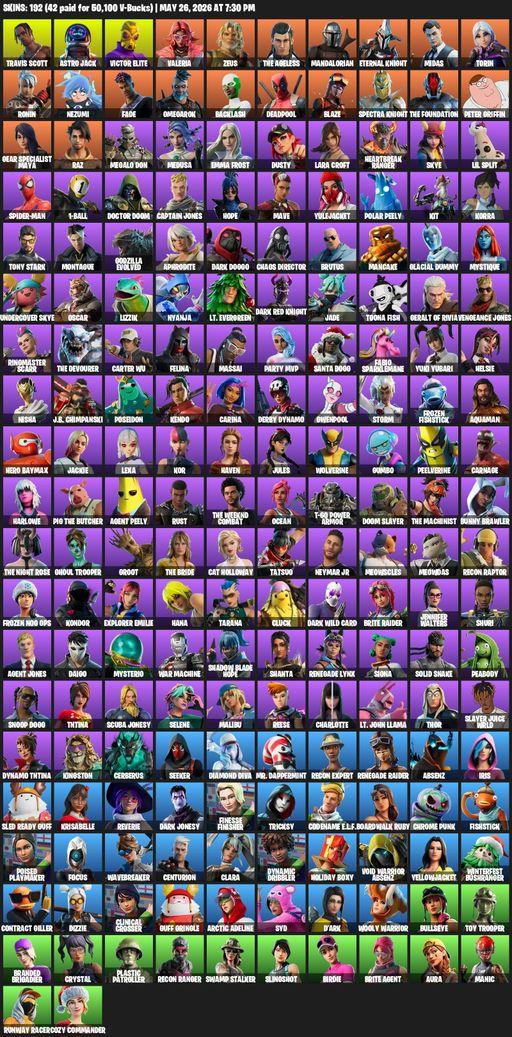[PC/PSN] | 192 skins | Raider's Revenge | Renegade Raider | Travis Scott | Lara Croft | Astro Jack | Victor Elite | Valeria | Zeus | The Ageless | Full Access