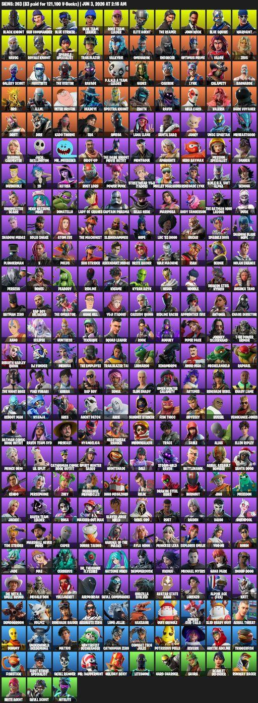 [PC/PSN/XBOX] | 263 skins | 750 V-bucks | Raider's Revenge | Floss | Take The L | OG STW | Renegade Raider | Black Knight | Sparkle Specialist | Full Access