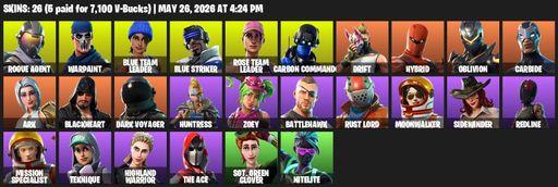 [PC/PSN/XBOX] | 26 skins | Take The L | OG STW | Rogue Agent | Warpaint | Blue Team Leader | Blue Striker | Rose Team Leader | Carbon Commando | Drift | Full Access