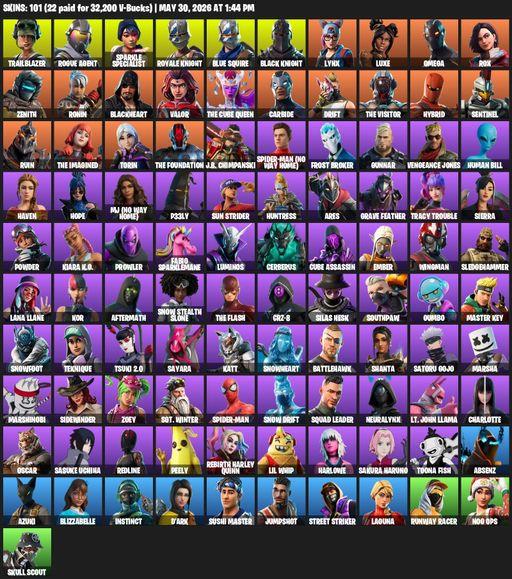 [PC/PSN/XBOX] | 101 skins | 900 V-bucks | Floss | Black Knight | Sparkle Specialist | Royale Knight | Blue Squire | Omega | Trailblazer | Rogue Agent | Full Access