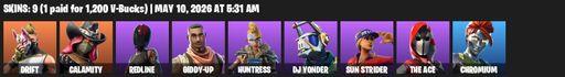 [PC/PSN/XBOX] | 9 skins | Drift | Calamity | Redline | Giddy-up | Huntress | DJ Yonder | Sun Strider | The Ace | Chromium | Reckoning | Rift Edge | Full Access