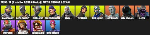 [PC/PSN/XBOX] | 14 skins | Take The L | Royale Knight | The Reaper | Elite Agent | Blue Squire | Rogue Agent | Sub Commander | Havoc | Love Ranger | Full Access