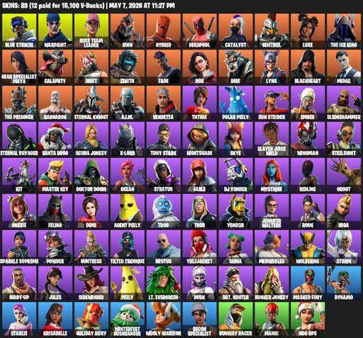 [PC/XBOX] | 89 skins | OG STW | Reaper Axe | Blue Striker | Warpaint | Rose Team Leader | Ruin | Hybrid | Deadpool | Catalyst | Sentinel | Luxe | Full Access