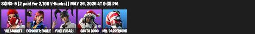 [PC/PSN/XBOX] | 5 skins | Yulejacket | Explorer Emilie | Yuki Yubari | Santa Dogg | Mr. Dappermint | Frosted Frets | Spinal Slicer | Turbulent Blade | Full Access