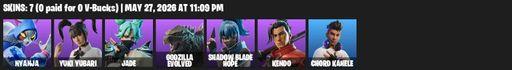 [PC/XBOX] | 7 skins | Nyanja | Yuki Yubari | Jade | Godzilla Evolved | Shadow Blade Hope | Kendo | Chord Kahele | Electro Pairing Blades | Full Access